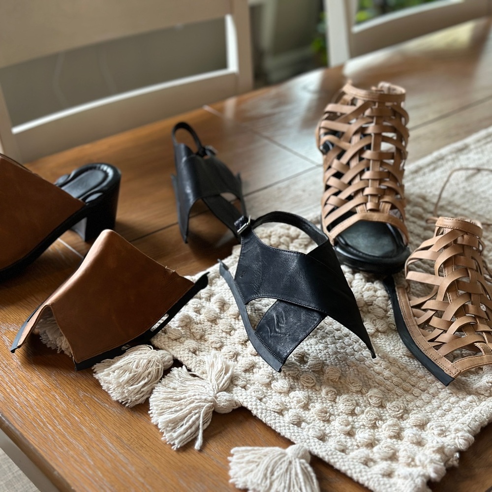 Elegant Black Cross-Strap Block Heels